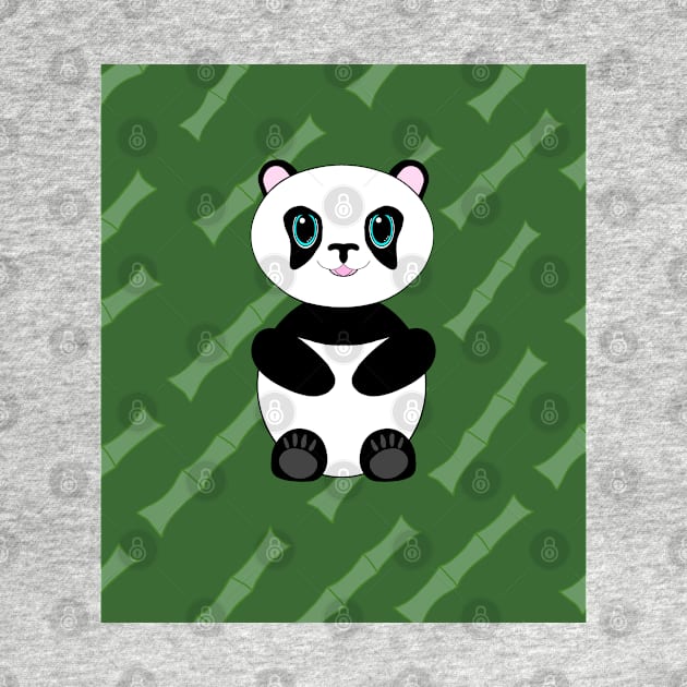 Cute kawaii panda on bamboo background street wear block style by emilyanime1351